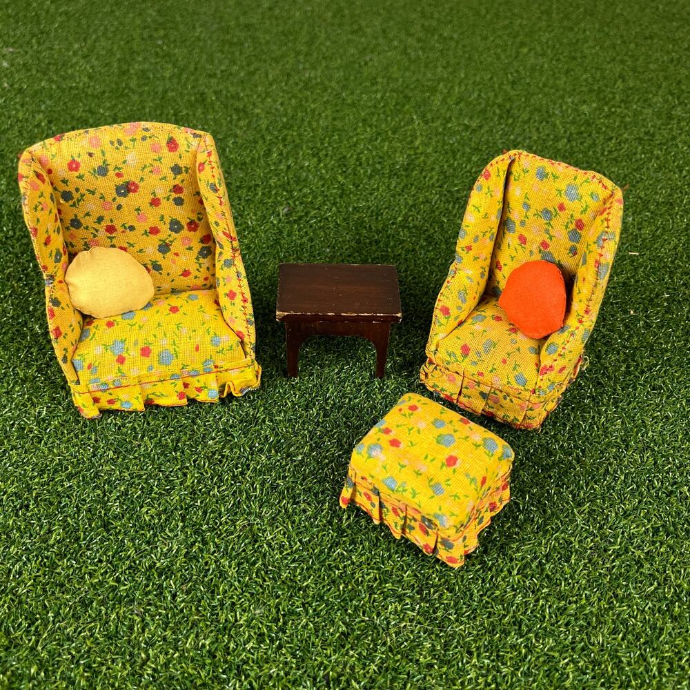 Vintage Dollhouse Miniature Living Room Set